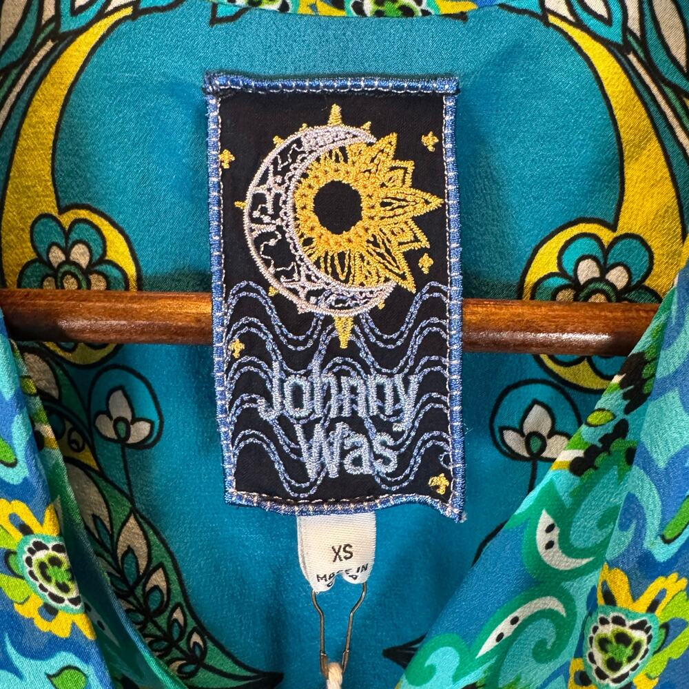 Johnny Was Womens XS Kahinu Dress & Slip Silk Diomedes Blue Boho Floral NWT $465 - Picture 3 of 15